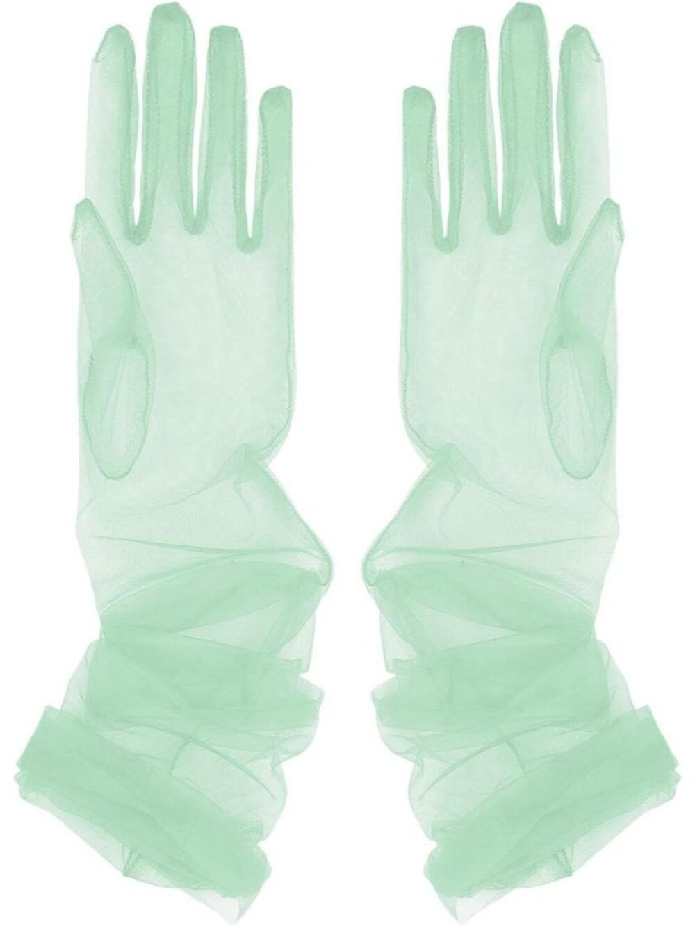 Women Lime Green 100% Polyester 21 Tulle Long Length Wedding Bridal Glove